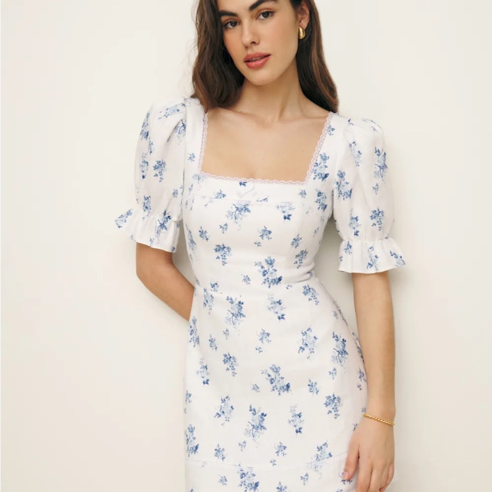 NWT Reformation Evianna Linen Dress in Lupine